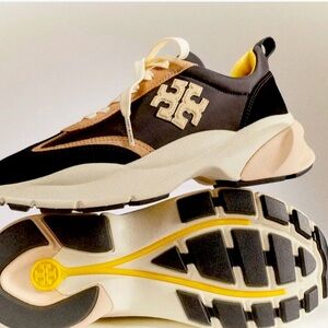 TORY BURCH Black and Beige Sneakers with Logo